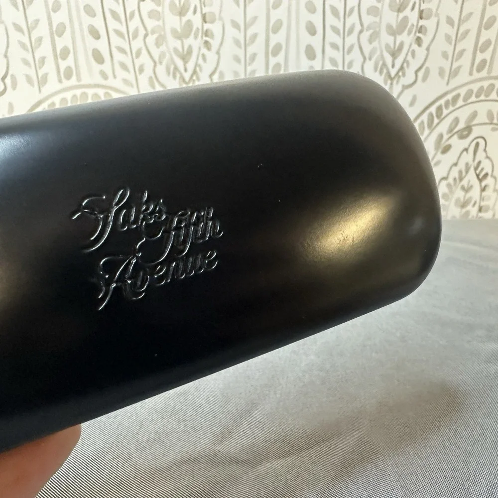 Saks Fifth Avenue Black Hard Shell‎ Case Eye Glasses Case NEW Authentic
